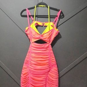 Neon and hot pink dress